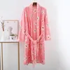 Women's Sleepwear Flannel Robe Women Print Cartoon Bathrobe Autumn Winter Warm NightgownThicken Long Robes Casual Plus Size 40-75KG