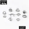 Band Rings Fashion Jewelry Knuckle Ring Set Sier Geometric Hollow Butterfly Stacking Rings 10Pcs/Set Drop Delivery Dhuq5