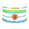 Bracelets de charme Colorf Daisy Perle Mix Braid Bracelets Femmes Filles Bijoux Cadeau DIY Charme Corde Tournesol Pendentif Bracelets Drop Livraison Dh0Kh