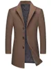 Hommes Trench-Coats Automne Hiver Casual Boutique Long Manteau De Laine Mâle Solide Couleur Revers Simple Poitrine Mélanges Veste Coupe-Vent 221130