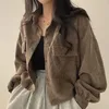 女性Sジャケットディープタウンコーデュロイクロップド女性特大のハラジュクビンテージストリートウェアクールシックブラックコート韓国ファッション女性ルーズ221130
