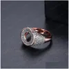 Pierścienie opasowe lodowe pierścień regulowany z mikro cyrkonem otwarcie dla mężczyzn Hip Hop Bling Diamond Gold Sier Sier Wedding Dorad Biżuteria DHM9E
