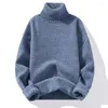 Suéteres masculinos Moda masculina Autumn Winter Color sólida espessura quente Sweater Slim Casual Turtleneck Knowear Pullovers