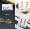 15stijl 18K Vergulde Designer Letters Oorknopjes Kleine Zoete Wind Geometrische Kristal Strass Parel Oorbel Sieraden Accessoires Cadeau