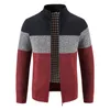 Mens Sweaters Stand Collar Cardigan Slim Fit Cable Knit Zipper Black Merino Wool Long Sleeve Fashion 221130