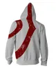 남자 후드 전쟁의 신 유령 스파르타 까마귀 Kratos 남자 캐주얼 스웨터 3D 인쇄 후드 지퍼 코트 얇은 탑