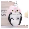 Key Rings Cartoon Fluffy Owl Keychains For Women Cute Animal Pendant Key Chain Holder Car Bag Charms Accessories Jewelry Gifts Drop D Dhqvo