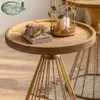 작은 원형 테이블 거실 가구 아메리칸 스타일의 골동품 단단한 나무 S 티 테이블 철분 침대 옆 커피 숍 장식 코너 테이블