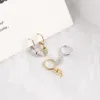 S925 Orecchini Huggie a cerchio d'argento sterling in metallo 18k oro oro geometrico a diamante a pendente anelli a sospensione per le orecchie per donna gioielli