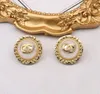 20style Brand Designers Lettere Stud 18K placcato oro geometrico metallo donne strass perla ciondola lungo orecchino festa di nozze Jewerlry accessori