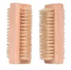 Brosse à ongles de nettoyage en bois rectangulaire antidérapante double face épurateur d'ongles d'ongles nettoyages poils doux dépoussiérage SN367