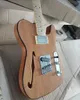 6 Strings Semi Hollow Electric Guitar with Flame Maple Veneer Maple Fretboard Customizable