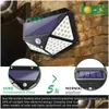 Lampes murales solaires 2200Mah extérieure 100 lumière LED mise à jour capteur de mouvement Pir lampe de sécurité étanche pour cour escaliers Garage Dhc2E