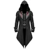 Herrjackor män tailrock jacka medeltida kostym gotisk steampunk svart retro långärmad enhetlig hoodie party vinter överrock utkläder 221130