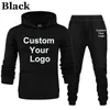 Mens Tracksuits Couple Custom Your Women Sweatshirt Sweatpants 2PcsSets Male Gyms Fitness Tops Trousers Joggers Sportswear 221130