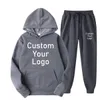 Men's Tracksuits Men Women Make Your Design Text Custom Hoodie Set Original Printed Sweatshirt and Sweatpants 2 Pieces 221130