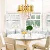 Pendant Lamps Gold Crystal Light Modern 3 Tiers Chandelier Round Chandeliers Flush Mount Ceiling Lighting Fixture For Living R