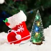 Décorations De Noël Mini Petit Arbre Avec Lumière LED Bord Blanc Aiguille De Pin Décoration Ornement De Bureau Cadeau Vert Cèdre 221130