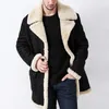 Mens Wool Blends Winter Warm Coats For Men Vintage Turndown Collar Leather Jackets Fashion Long Sleeve Loose Solid Outerwear Fall 221129