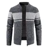 Mens Sweaters Autumn Cardigan Fashion Slim Knitted Sweatercoats Casual Patchwork Men Zipper Knitting Jacket Coat 221130