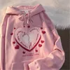 Sweats à capuche pour femmes Sweatshirts Coeur Lettre Broderie Sweat High Street Fashion Simple Casual Hoodie Vêtements pour adolescents Pink Tops 221129