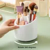 Storage Boxes Makeup Brush Bucket Rotating Dust-proof Eye Shadow Eyebrow Pencil Lipstick Cosmetic Box Desktop Transparent Pen Holder