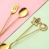 Diny Sets Creative Star Heart Pendant Lepel Fork 304 Roestvrij staal Dessert Coffee theelepel Fruit Kitchen Dineren Bestek Set