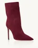 Femme Hiver Designer Aquazzuras Bottines Saint Honoré Doublé Bootie Embelli Noir Rouge Marron Cuir Véritable Daim Jouer Mi-mollet Bloc Talon Stretch 35-43