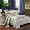 Bedding sets 4 6 10Pcs Blue Jacquard Luxury Set King Queen Size US king 104X90in Cotton Flat sheet Bed Spread Duvet Cover Pillowcases 221129