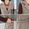 Chalecos De Mujer Chaleco De Lana De Mezcla De Primavera Y Otoño Cortavientos Sin Mangas De Las Mujeres De Mediana Edad Ederly Madres Outwear Chaqueta Larga A Cuadros