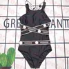 Traje de baño con logotipo de diseñador para mujer Bikini negro Traje de baño clásico con tirantes Trajes de baño de una pieza para mujer