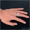 Bandringen maat 712 Ice Out Hip Hop CZ Baguette ringen sieraden Gold Sliver micro verharde ring voor man vrouwen cadeau drop levering sieraden dh0ts