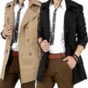 Vestes pour hommes mode automne Long Trench Coat double boutonnage col rabattu solide Cardigan casaco masculino 221130