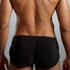 Underpants Solid Color Casual Men Elastic Waistband Split Shorts Underwear Home Sportswear