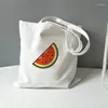 Сумки для покупок 2022 Мода Женская сумка для сумки Кореи Оригинал милый арбуз графический холст для девочек -студента плеча