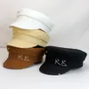 Berets Simproidery RB Hat Women Men Street Fashion Style Sboy Hats Black Flat Top Caps Drop Ship Cap 221130