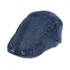 Bérets en gros classique mode unisexe coton Denim bleu Sboy peintre béret chapeau personnalisé casquettes de lierre