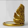 Candle Holders Gold Holder Leaf Candlestick Creative Votive Tea Light Flower Vase Curved Golden SUB Sale