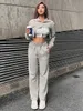 Women's Two Piece Pants TWOTWINSTYLE Fashion Three Set Womens Strapless Vest Stand Collar Long Sleeve Tops High Waist Wide Leg Pant Suits Female 221130