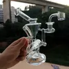 Bong in vetro trasparente per narghilè Recycler Oil Dab Rig con tubi spessi Perc per fumare