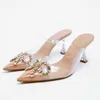 Dress Shoes Transparent High Heels Women's Pumps Rhinestone Heeled Clear Heels Sandals Woman Summer 2022 Butterfly Slingback Pump Heels 221130