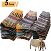 Herrensocken 10pcs5pairs Herbst Winter Männer verdicken warme Harajuku Retro Fashion Casual Wolle Hochwertige Baumwoll -Großhandelschnee 221130