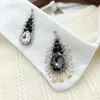 Bow Ties Elegant Embroidery Fake Collar For Women Sweater Blouse Tops False Ladies Handmade Beads Shirt Detachable