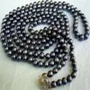 Bijoux de mode Long 8 à 9 mm Collier de perles noires aaaa 50inch