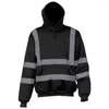 Men's Hoodies Solid Color Reflective Strip Hooded Long Sleeve Sweatshirt Pour Homme Streetwear High Quality Visibility