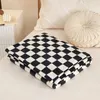 Blanket Throw Fuzzy White Black Checkered Flannel Fleece For Couch Bed Fluffy Plaid Plush Microfiber Fashion 221130