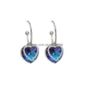 Araña colgante Joyería de moda S925 Sier Post Heart Of Ocean Sapphire Pendientes Blue Crystal Drop Delivery Dhpms