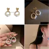 Dangle Lustre Bijoux De Mode S925 Argent Post Irregar Fausse Perle Cerceau Géométrique Boucles D'oreilles Strass Coeur Stud Goutte Deliv Dhukx