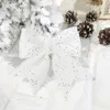 Weihnachtsdekoration, 10 Stück, große Schleife, goldfarben, Glitzer, Schleife, Baum, hängend, dekorativ, für Jahr, Party, Hochzeit, Dekoration, weiße Schleifen 221130