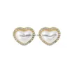 Stud Fashion Jewelry Orecchini cuore carino Perla finta Stud Drop Delivery Dhjvd